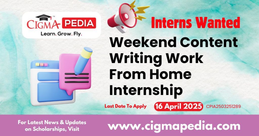Weekend Content Writing Work From Home Internship