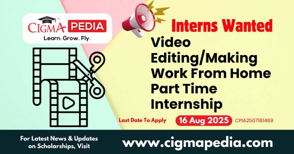 Video Editing/Making Work From Home Part Time Internship