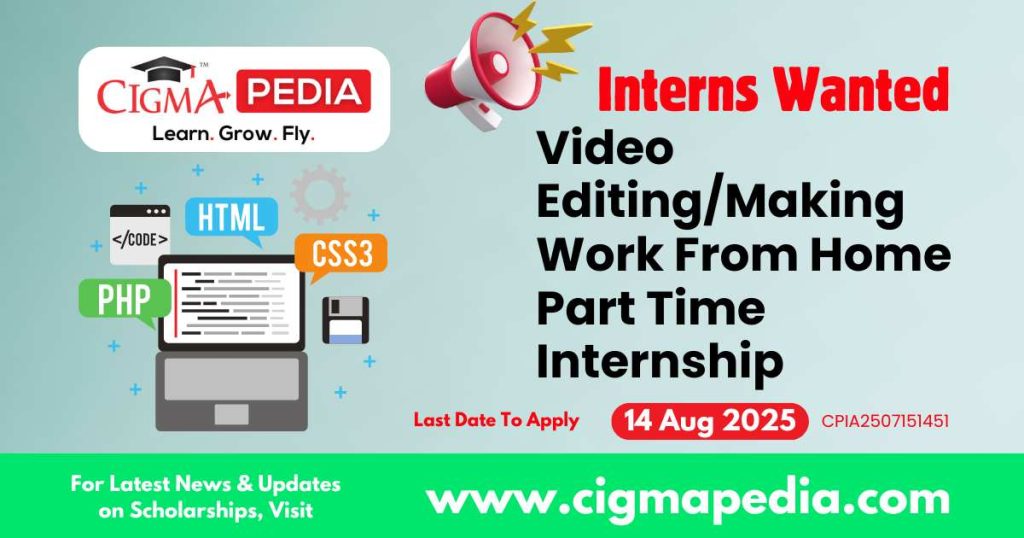 Video Editing/Making Work From Home Part Time Internship