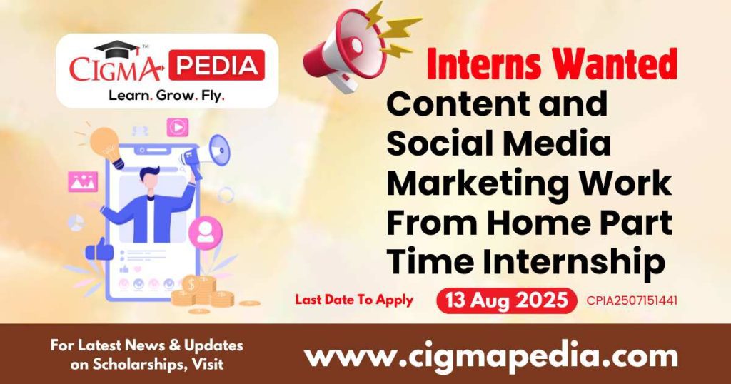 Content and Social Media Marketing Work From Home Part Time Internship