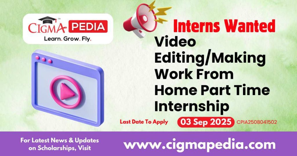 Video Editing/Making Work From Home Part Time Internship
