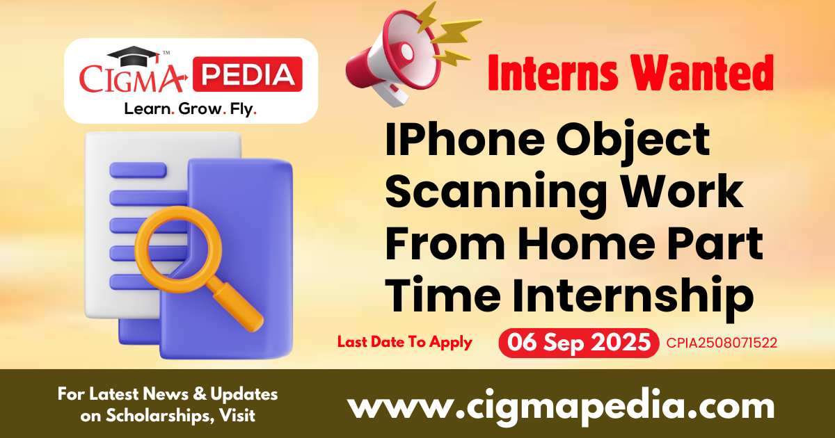IPhone Object Scanning Work From Home Part Time Internship