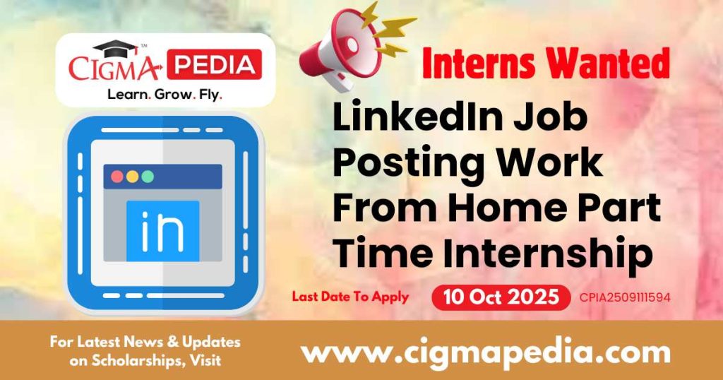 LinkedIn Job Posting Work From Home Part Time Internship