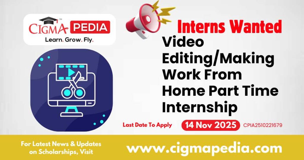 Video Editing/Making Work From Home Part Time Internship