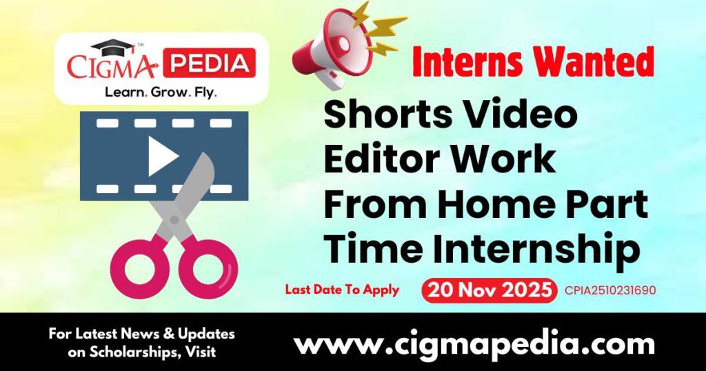 Shorts Video Editor Work From Home Part Time Internship