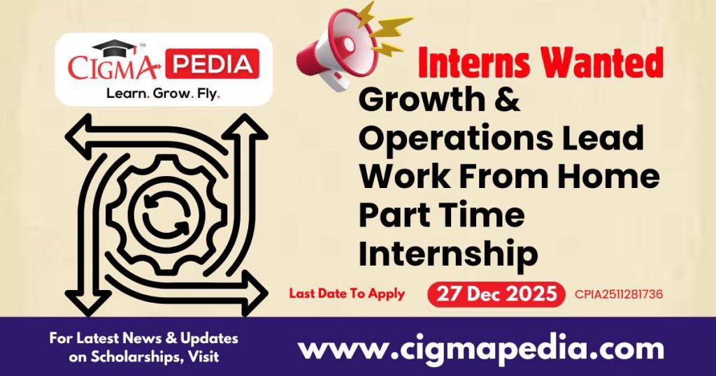 Growth & Operations Lead Work From Home Part Time Internship