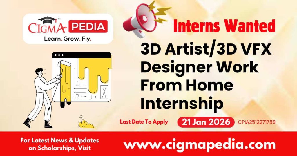 3D Artist/3D VFX Designer Work From Home Internship