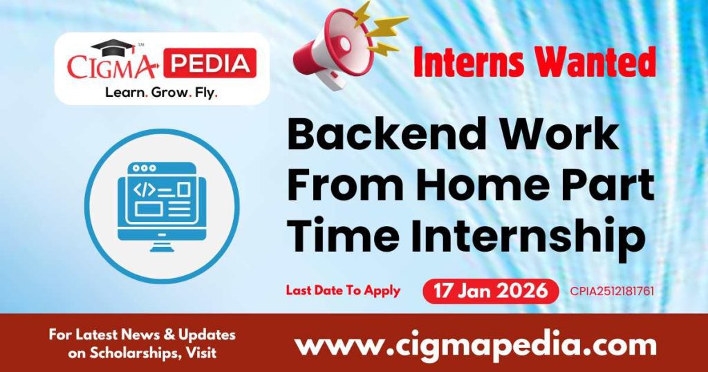 Backend Work From Home Part Time Internship