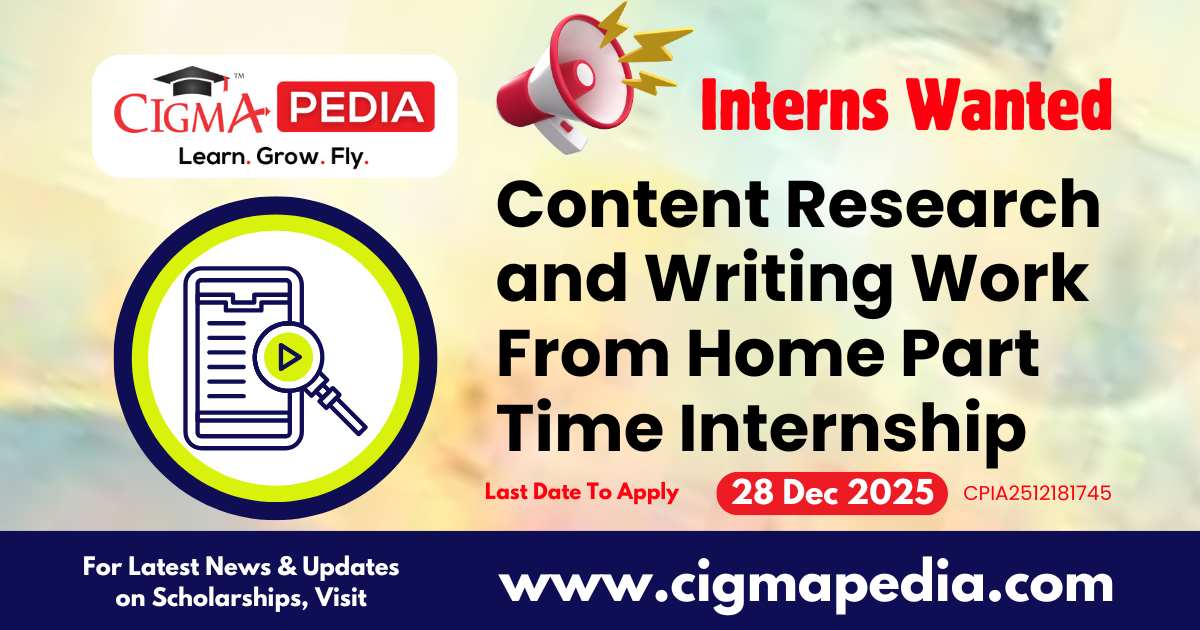 Content Research and Writing Work From Home Part Time Internship