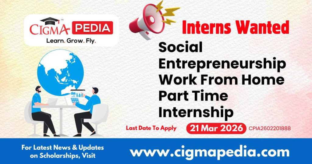 Social Entrepreneurship Work From Home Part Time Internship