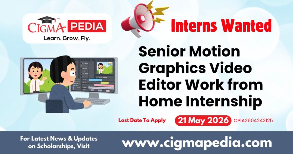 Senior Motion Graphics Video Editor Work from Home Internship