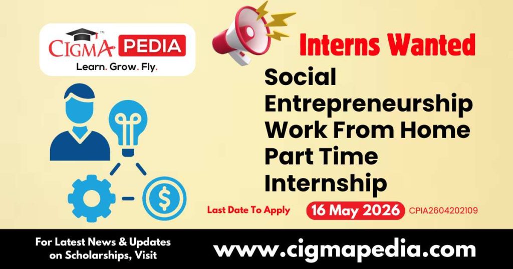 Social Entrepreneurship Work From Home Part Time Internship