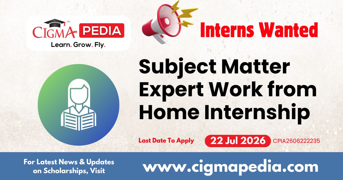 Subject Matter Expert Work from Home Internship