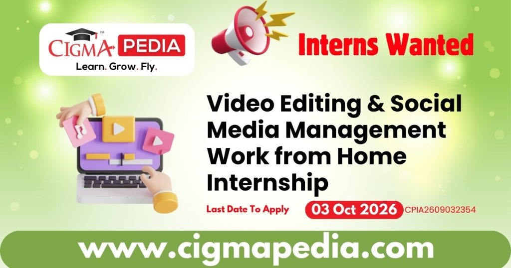 Video Editing & Social Media Management Work from Home Internship