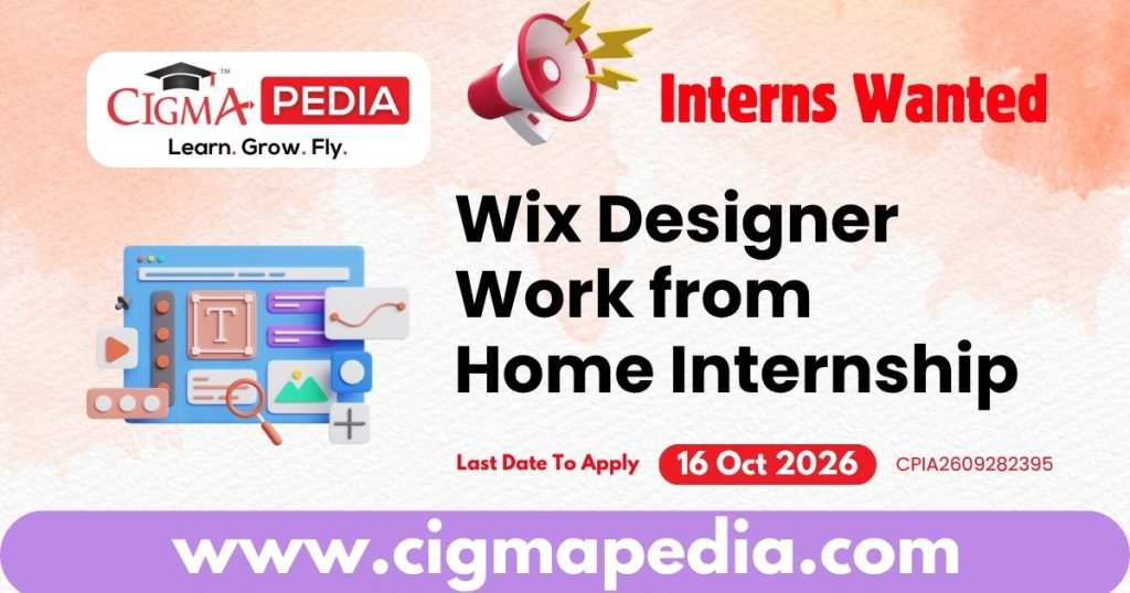 Wix Designer Work from Home Internship