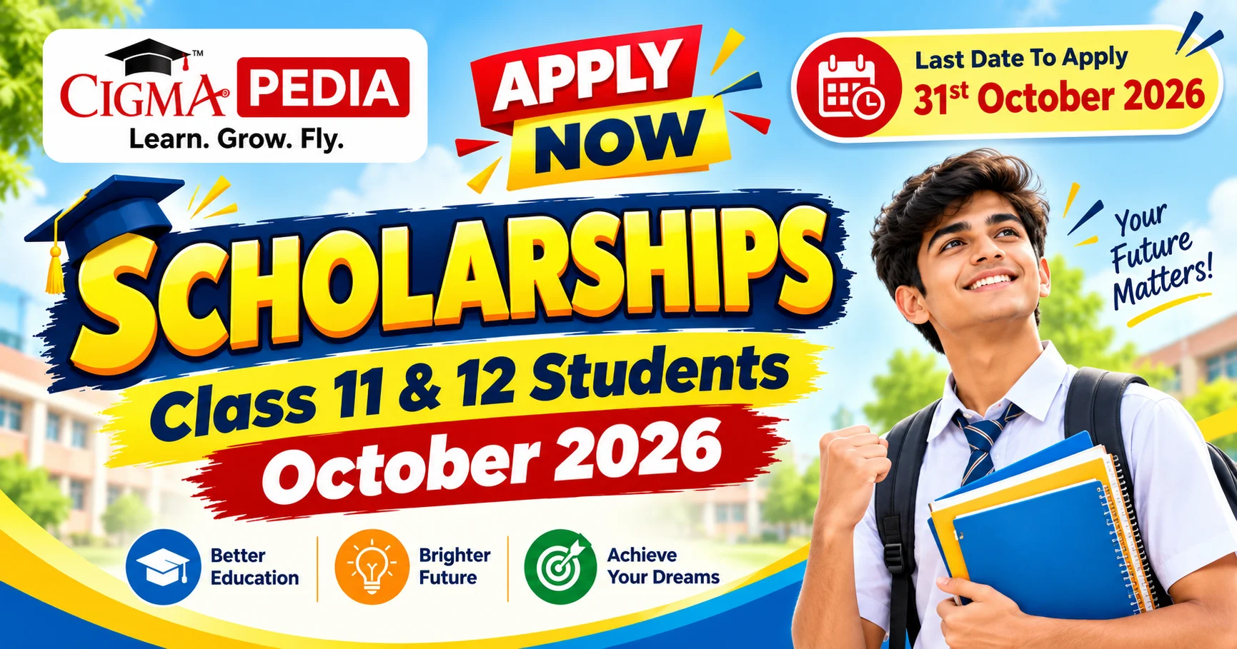 CIGMA Pedia Scholarships October 2026 for Class 11 and 12